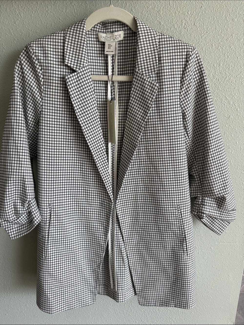 Rachel Zoe Black and White Gingham Blazer Jacket